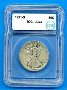 1921 S ICG AG3 �E�H�[�L���O�E���o�e�B �n�[�t�_���[ �V���o�[ 50�Z���g �č������ǃR�C�� 1921-S AG-03