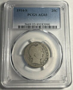 1914-S �o�[�o�[ �V���o�[ �N�H�[�^�[ �O���[�h PCGS AG03