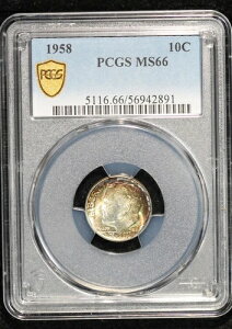 1958�N�����1958-D���[�Y�x���g�_�C�� - PCGS MS-66 - �ǍD�ȐF���A�J���[
