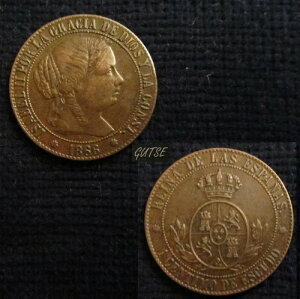 �X�y�C���A685-ISABEL II�A1 C?NTIMO ESCUDO 1866�AOM �Ȃ��̃o���Z���i�AAXF�B