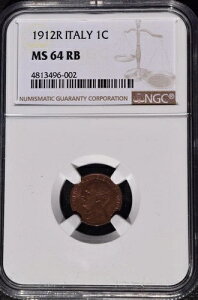 1912 R �C�^���A 1 Centesimo�ANGC MS 64 RB�A���ǂ����t
