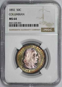 1892�N �R�����r�A 50�Z���g �V���o�[ �n�[�t�h�� NGC MS 64 �M�����Ȃ��قǂ̐F����