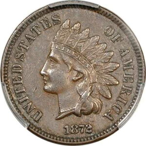1872�N 1�Z���g �C���h �Z���g PCGS AU50BN (�ʐ^�V�[����CAC)