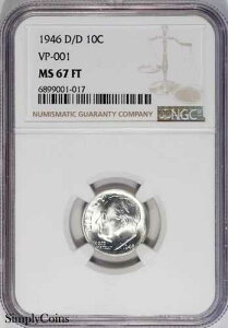 1946-D/D VP-001 RPM ���[�Y�x���g �_�C�� NGC MS67 FT �t���o���h FB FSB �g�b�v�|�b�v�I3����1��