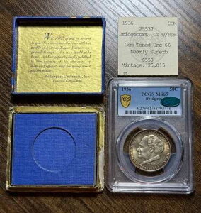 1936�N 50C MS65 PCGS CAC�g�[�� �u���b�W�|�[�g�L�O�n�[�t�_���[ - �I���W�i���{�b�N�X