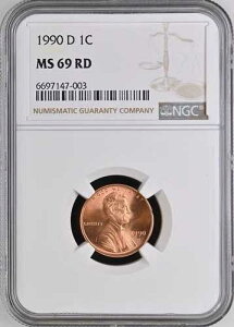 1990-D 1C RD �����J�[���L�O�� 1�Z���g NGC MS69RD 6697147-003