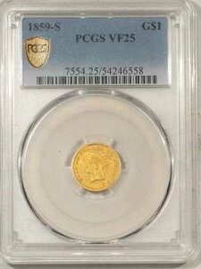 1859-S 1 �h������ - PCGS VF-25�A�󏭂ȓ��t�A�T���t�����V�X�R! POP-2!