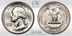 1950�N S/D ���V���g�� �N�H�[�^�[ FS-601 - CAC MS64 - MS64 �̗D�ꂽ��
