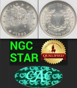 1883 NGC MS66* CAC + CMQ + STAR Pop 24 vs 8,561 Non-STAR at NGC! ���o�e�B�j�b�P��