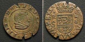 *�X�y�C���R�C���A16 Maravedis 1600�N��X�y�C����G�X�p�i[E13263]7y1-