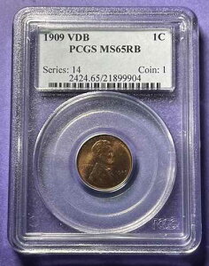 1909 VDB �����J�[�� �E�B�[�g �Z���g �����J�[�� �y�j�[ 1C �^�C�v�F�� PCGS MS65RB �g�[��