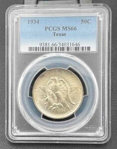 1934�N P �e�L�T�X100���N�L�O�n�[�t�h�� PCGS MS 66 ���O���[�h