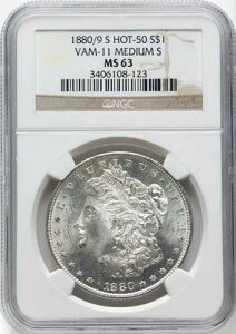 1880/9-S ���[�K�� $1 NGC MS63 �z�b�g 50 VAM-11 Med S Rev 78 ���A�R�C��