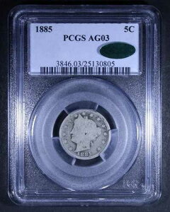 1885�N ���o�e�B �j�b�P�� ~ �{�[�_�[���C���ǍD! CAC �X�e�b�J�[ PCGS AG03!