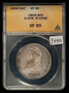 1809�N 50�Z���g �L���b�v�h�o�X�g �n�[�t�_���[ - O-109 - III�G�b�W - ANACS VF 30 - SKU-B4140