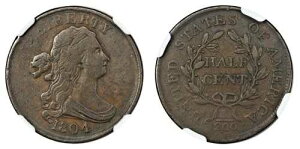 1804�N 1/2�Z���g �h���[�v�o�X�g �n�[�t�Z���g �v���[��4 �X�e���Ȃ� ��USA�R�C�� NGC VF20�Z���g