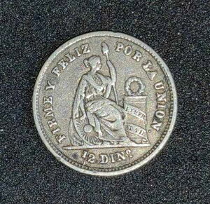 Moneda Plata Per?: 1863 - 1/2 Din CH.AU-UNC KM# 189