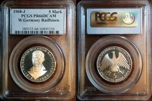 ***1968-J ���h�C�c 5 �V���o�[ �}���N ���C�t�@�C�[��***PCGS PR66DCAM***