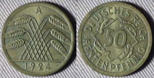 �h�C�c ���C�}�[�� : 1924A 50 Pf. CH.AU-UNC #34 IR113182