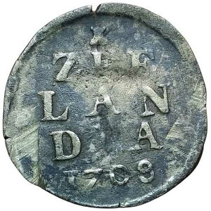 �I�����_ Zeeland 2 Stuivers 1708 ��݁B KM#59