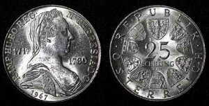 �I�[�X�g���A �}���A�E�e���W�A �V���o�[ 1967 25�V�����O UNC KM# 2901 (28 603)