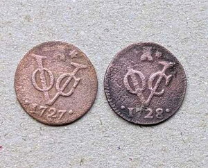 �Z�b�g 1727 & 1728 �I�����_ �I�����_ VOC LUCTOR et Emergo Duit EARLY DATE Coin_Z25