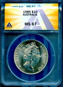 1985�N 10�h����� �I�[�X�g�����A �r�N�g���A�B MS 67 ANACS # 7874616 + �{�[�i�X