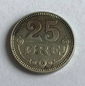1918�N �f���}�[�N 25 �z�� �N���X�`����10�� �� 600) 2.42 g ? 17 mm KM# 8