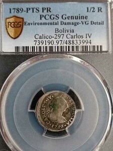 �{���r�A 1789-PTS PR �V���o�[ 1/2 ���A�� �`���[���Y4�� PCGS �{�� VG �ڍ�