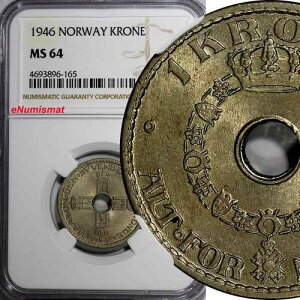 �m���E�F�[ �z�[�R�� VII ���j�b�P�� 1946 1 �N���[�l NGC MS64 �g�[���h �� KM# 385 (165)