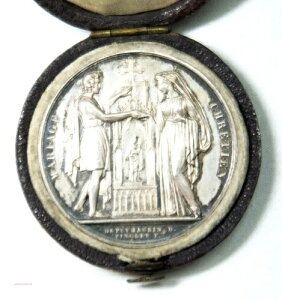 (�A�����J) M?daille argent Mariage Chr?tien attribu?e 1843 par DEPUYMAURIN D. med203