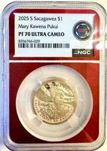 2025 S �v���[�t �T�J�K�E�B�A $1 ���A���[ �J�E�F�i �v�N�C NGC PF 70 �E���g�� �J���I EDC ���b�h �R�A