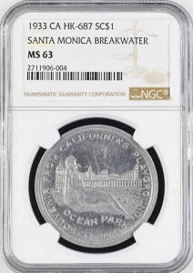 1933�N�T���^���j�J�u���C�N�E�H�[�^�[���_���uLARSCO 11�vHK-687 MS63 NGC�J���t�H���j�A�g�[�N��
