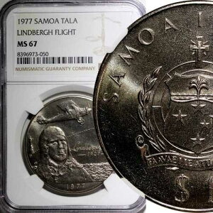 �T���A 1977�N �^���E�����h�o�[�O �t���C�g 38.8 mm NGC MS67 �g�b�v�O���[�h KM# 26 (050)