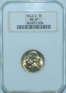 1943 D NGC MS67 5C RPM-007 �č��� �~���g �}�[�N�E�W�F�t�@�[�\�� �V���o�[ �E�H�[�j�b�P��