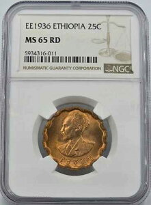 �G�`�I�s�A �n�C���E�Z���V�G1�� 25�T���e�B�[�� 1944�N �R�C�� NGC MS65 RD