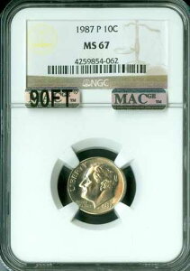 1987�N P ���[�Y�x���g �_�C�� NGC MS67 MAC 90�t�B�[�g PQ 2ND �ō������A ��|�b�v 1,000�h�� (�t�B�[�g�P��)