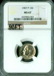 1987�N P ���[�Y�x���g �_�C�� NGC MS67 MAC 90�t�B�[�g PQ 2ND �ō������A ���[�|�b�v $1,000 FT *