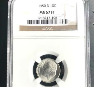 1950�N D ���[�Y�x���g �_�C�� NGC MS 67 �t�B�[�g (FB �t���g�[�`�o���h) W89