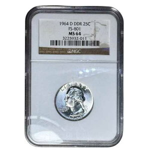 1964�N D FS-801 �V���o�[ ���V���g�� �N�H�[�^�[ NGC MS64 DDR �l���� �V���o�[�Z�[��