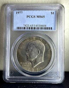 1977�N �A�C�[���n���[�h�� PCGS MS65 �N���b�h�R�C�� 1�h�� - �y���ϐF