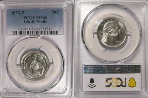 2025 D Ida B Wells 25�Z���g PCGS MS66 ���f�B�[�X �N�H�[�^�[-