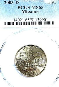 2003-D ���V���g�� �N�H�[�^�[ (�~�Y�[���B) - �v���[�t���C�N / PCGS MS65 / ���荢��