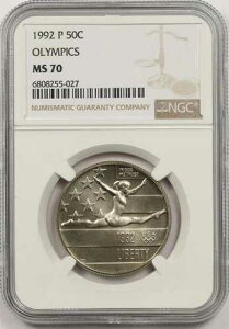 1992-P �I�����s�b�N�̑� 50�Z���g NGC MS 70 �L�O�n�[�t�h��