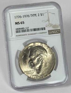 1776-1976�N �^�C�v2 �A�C�N�h�� $1 NGC MS65 DDO DDR �u�����A���g �A���T�[�L�����[�g �g�[��