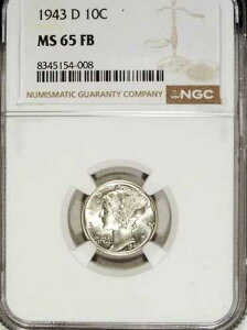 1943 D NGC MS 65 FB �}�[�L�����[�V���o�[�_�C�� ���� �Z�b�g�ɍœK ���� 008