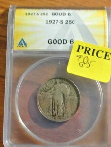 - 1927-S �X�^���f�B���O���o�e�B�N�H�[�^�[ - ANACS G-6- �d�v�ȓ��t