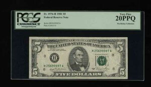 DBR 1981 $5 FRN �Z���g���C�X�_��1976-H PCGS VF-20 PPQ �V���A�� H25699997A