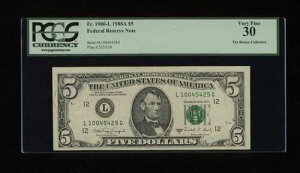 DBR 1988-A $5 �T���t�����V�X�R Fr. 1980-L PCGS 30 �V���A�� L10045425G