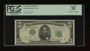 DBR 1950-C $5 FRN �j���[���[�N Fr. 1964-B PCGS VF-20 �V���A�� B11106912E